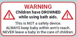 warning label for baby bath aids