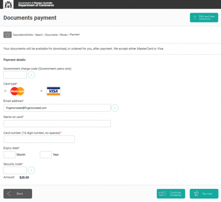 AssociationsOnline Document payment