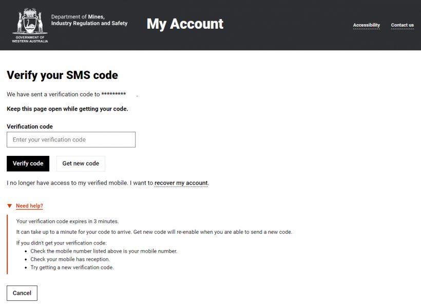  Verify your sms code